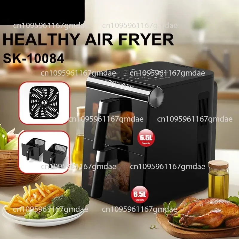European double-pot 13L touch air fryer large-capacity intelligent control multi-function 6.5 + 6.5L