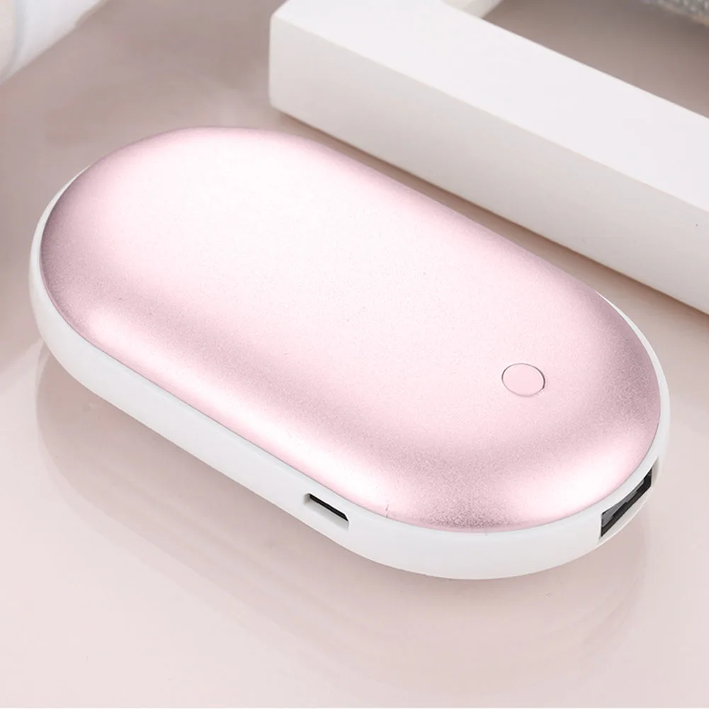 2-in-1 Electric Hand Warmer USB Rechargeable 5000mAh Power Bank Portable Pocket Heater 3 Levels Double Side Heating for Outdoor