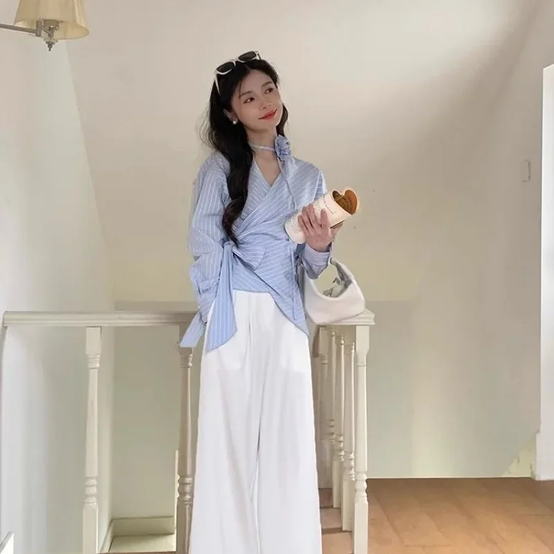 

Элегантный и молодежный красивый женский топ на шнуровке с крестом, роскошные дизайнерские рубашки и блузки в корейском стиле с длинными рукавами для женщин