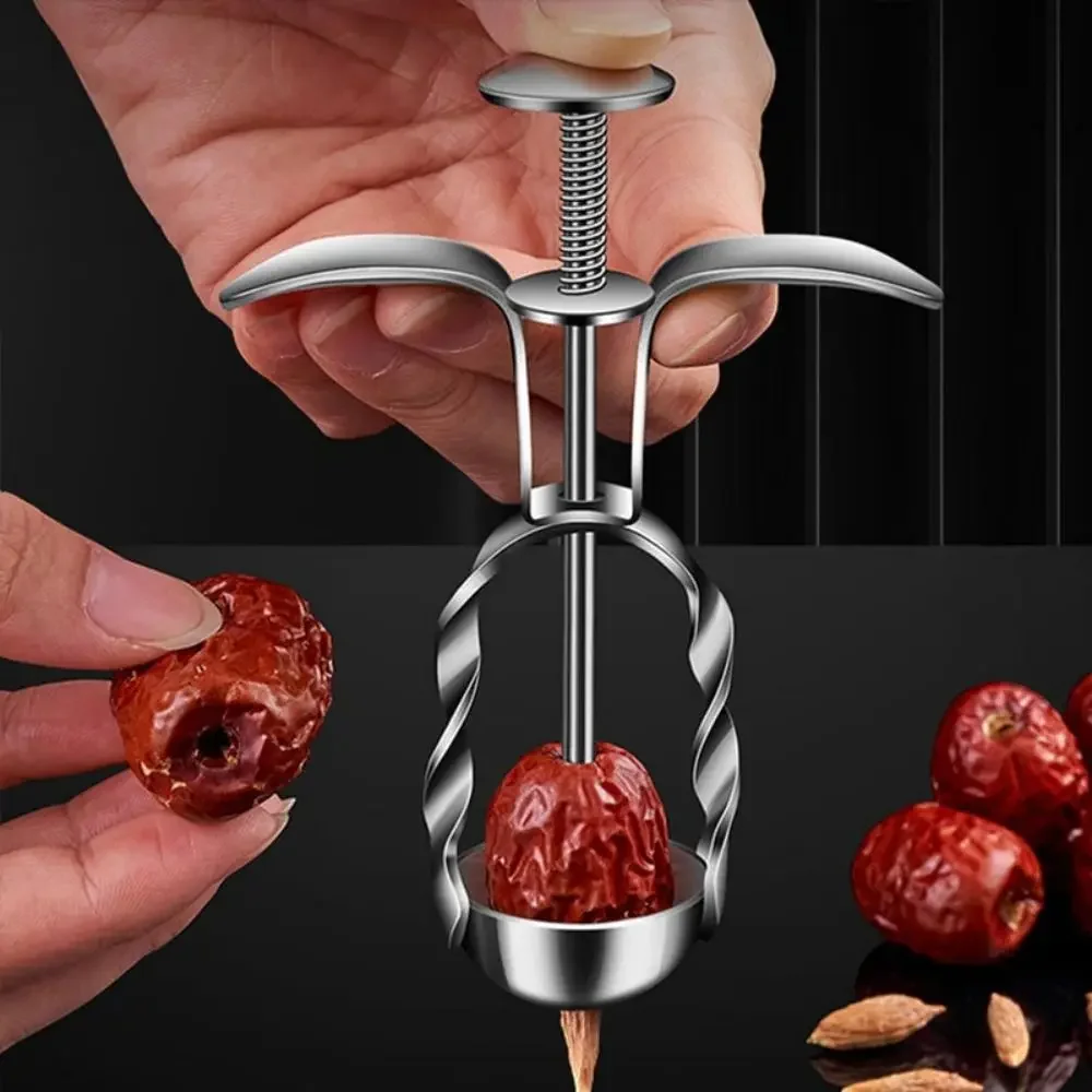 Fruit Corer Stainless Steel Cherry Pitcher Household Hawthorn Date Pit Remover Diviner Press Type Corer Separator