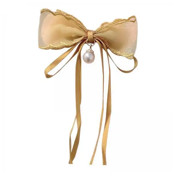 

Girls Ribbon Hair Accessories Bowknot Headband Elegant Long Tassel Hair Clip for Weddings and Outings