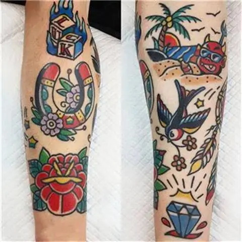 Juego de pegatinas de tatuaje temporal Retro para mujer, lindo tatuaje Vintage duradero, dibujos animados de la vieja escuela, arte impermeable, tatuaje falso