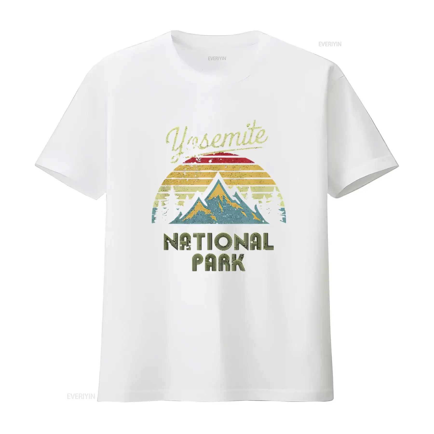 تي شيرت نسائي عتيق من Yosemite National Park Mountain تي شيرت عتيق برسومات مغسولة قليلاً للارتداء اليومي أنيق