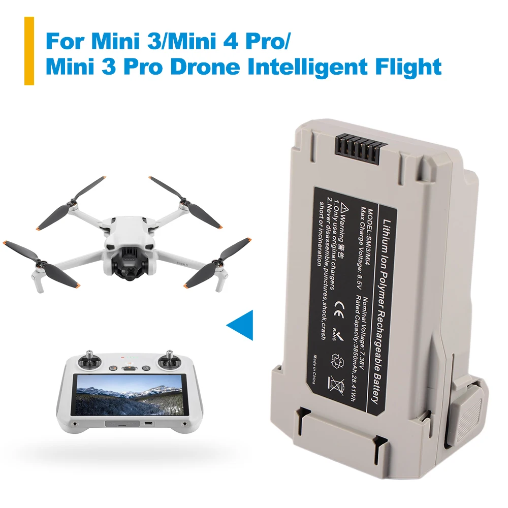 SMi3 SMi4 BWX140 Rechargeable Battery For Mini 3/Mini 4 Pro/Mini 3 Pro Drone Intelligent Flight 7.38V 28.41Wh
