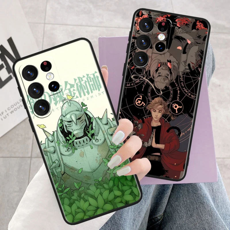 Fullmetal Alchemist Edward Elric Phone Case For Samsung Galaxy S24 S23 S22 S21 S20 S10E Ultra Plus Lite FE Black Silicone Cover