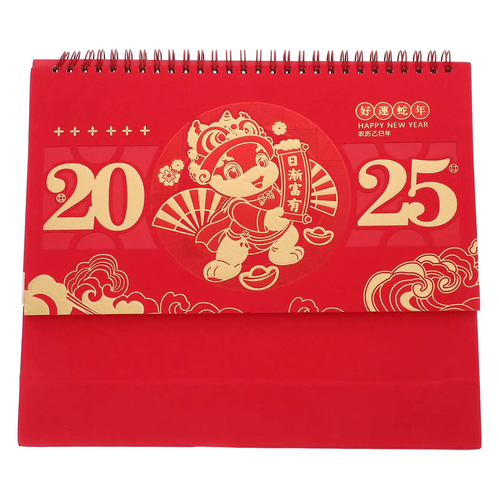 

2025 Year of The Snake Chinese New Year Desk Calendar Standing Flip Tent Calendar with Spiral Binding for Office Home Daily