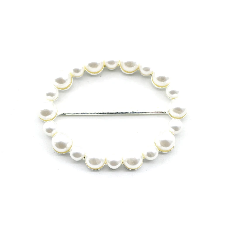 Fashion oval pearl 2 pieces/batch 54*65MM scarf buckle, personalized and simple design, with knot and loop buckle design