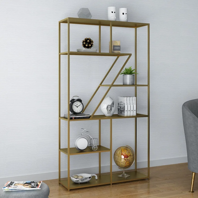 Factory Direct 2026 Wrought iron multi-layer storage, living room floor partition, bedroom gold storage decorative rack