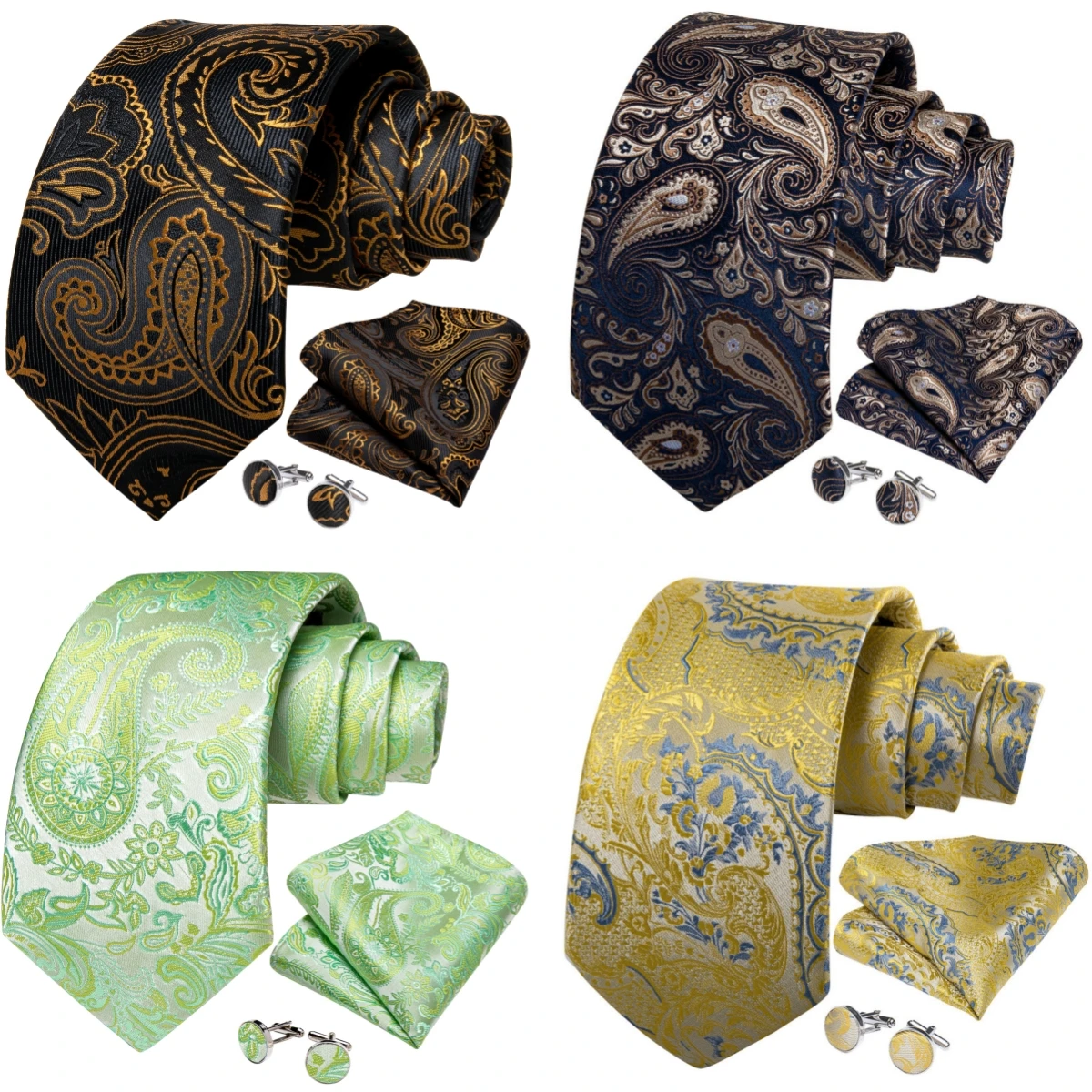 3-Piece Men's Jacquard Tie Set with Clip & Handkerchief Business Wedding Banquet Workplace Formal Suit Accessory