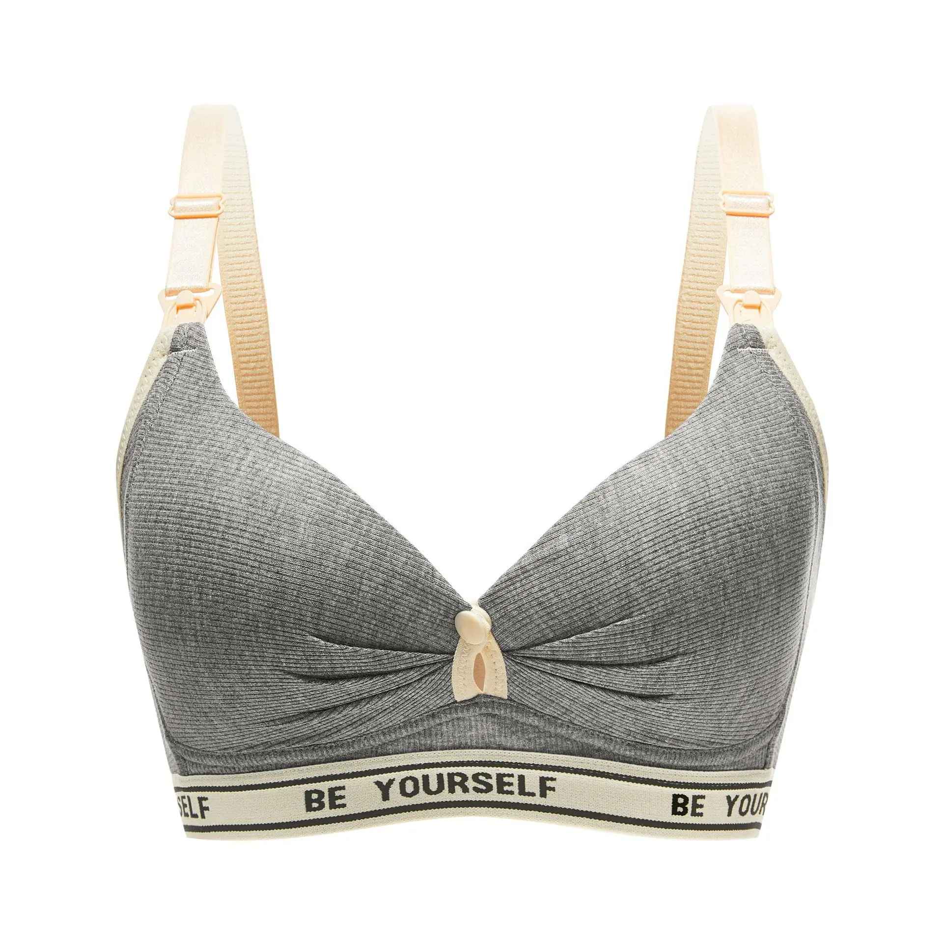 Postpartum Ladies Brassiere Nursing Bra Push-Up Anti-Sagging Small Bust Wireless Version Maternity Woman Bra Color Block Letter
