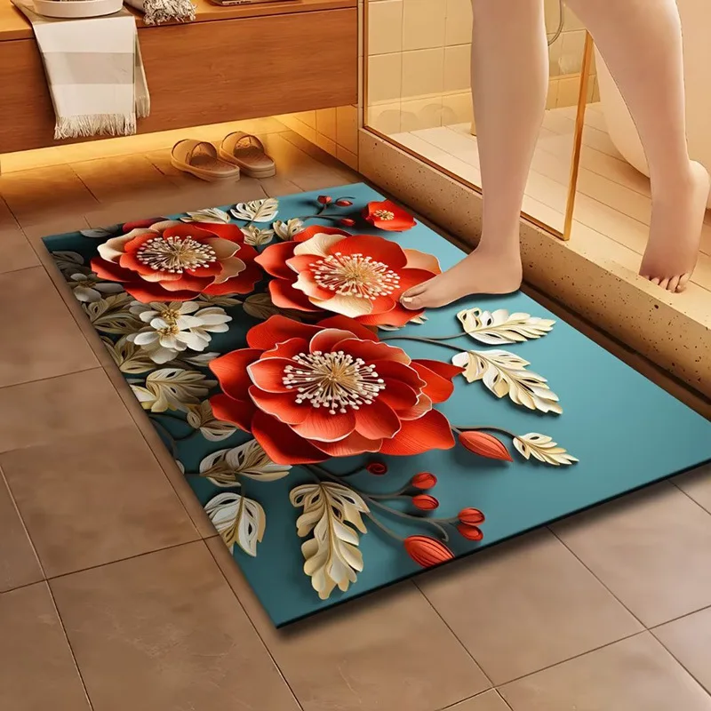 Daisy Diatom Mud Mat Household Bathroom Water Absorbing Door Mat Non Slip Quick Drying Foot Mat At The Bathroom Entrance