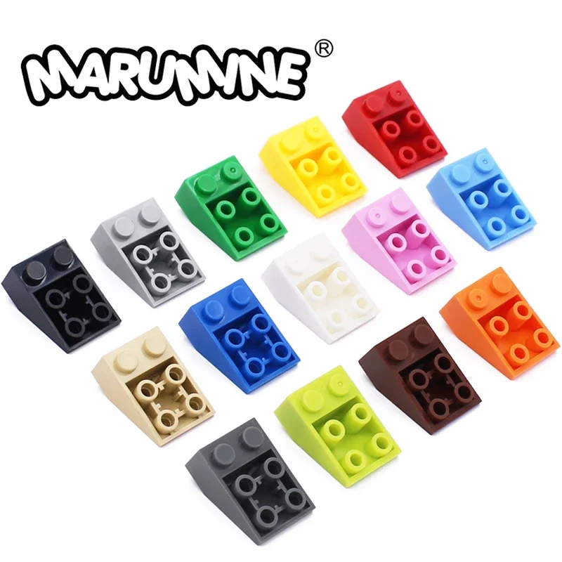 MARUMINE Blocks 3x2 Inverted Slope MOC Bricks Parts 100PCS 3747 Classic Building Accessories Part Compatible Educational DIY Toy