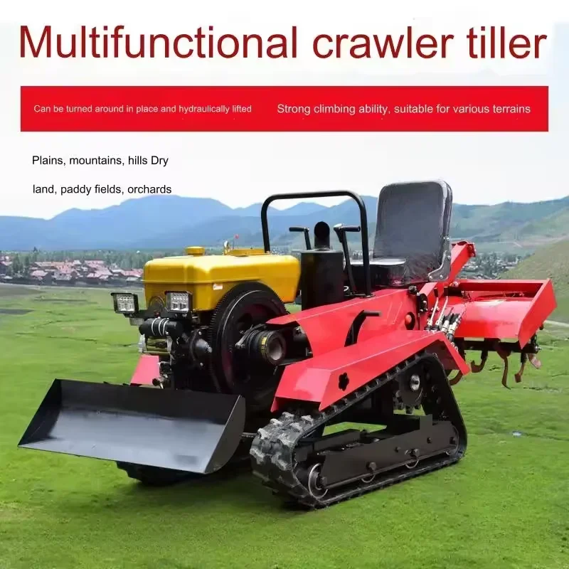 Agricultural track type small cultivators, small agricultural tractors, popular garden agricultural machinery planting cultivato