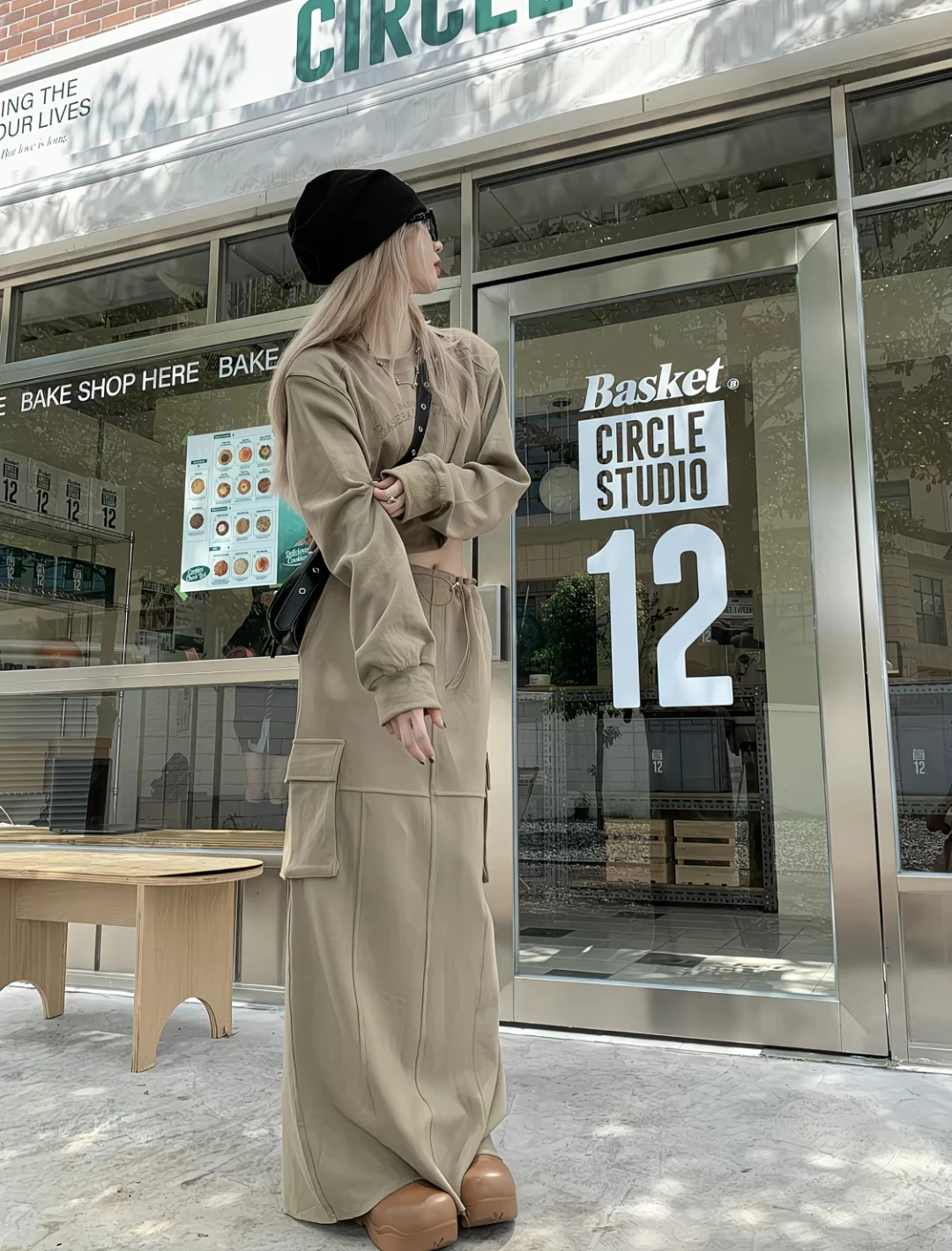 

American Retro Two-Piece Long-Sleeved Printed Sweatshirt Top Work Skirt Women'S 2025 Spring Autumn New Suit