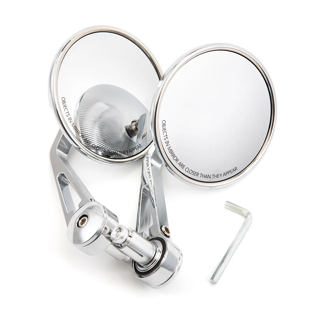 Evomosa Motorcycle Chrome Convex 7/8‘’ 22mm Handlebar Mirror E24-mark Old School Universal for Rearview Bar End Side Mirror 