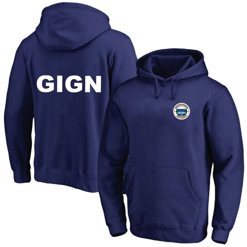 

France Gendarmerie GIGN Men New Solid Color Hoodies Streetwear Sweatshirts Hooded Long Sleeves Fashionable Coats Pullover Tops