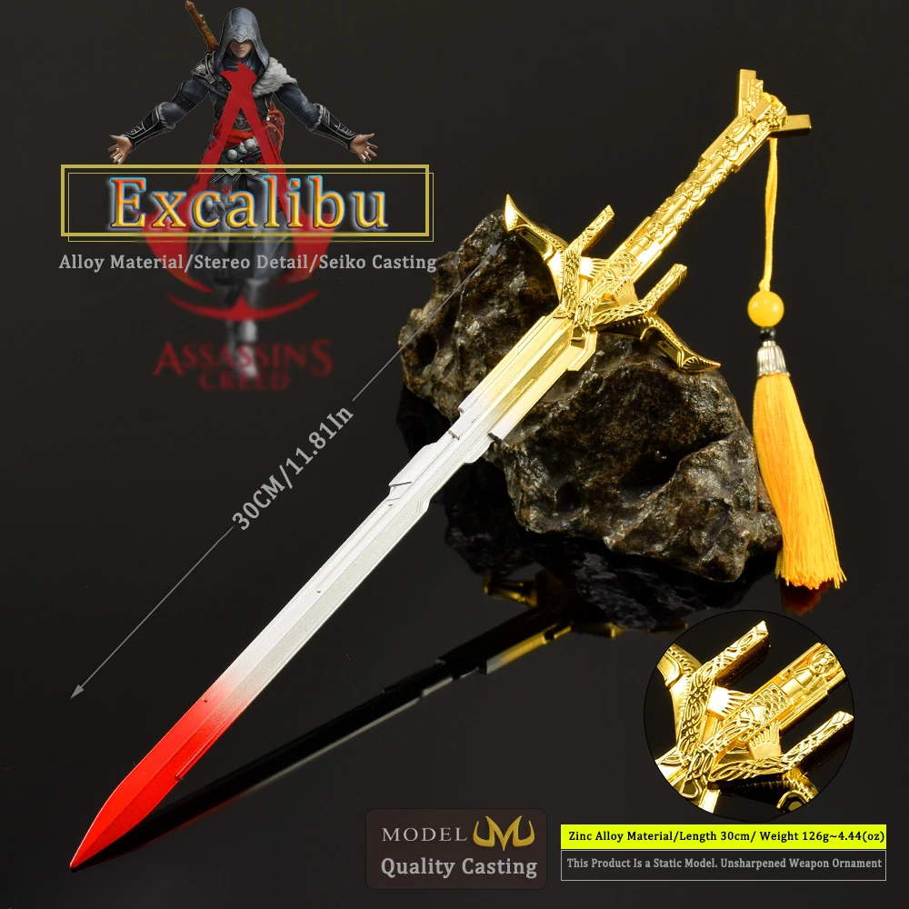 22cm espada de altaïr assassino chaveiro ac jogo periféricos todo metal armas medievais modelo com bainha chaveiro para fãs
