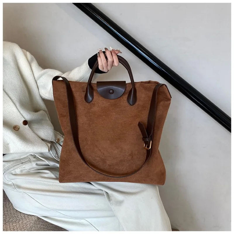 

Роскошная минималистичная простая большая сумка для женщин, элегантная кожаная винтажная большая вместительная однотонная модная сумка