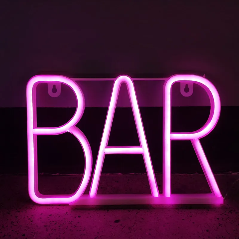 BAR Neon Sign Light LED Letter Neon Lamp Tube Christmas Decoration  Pendant KTV Party Bedroom Home Decor Festival Kids Gift