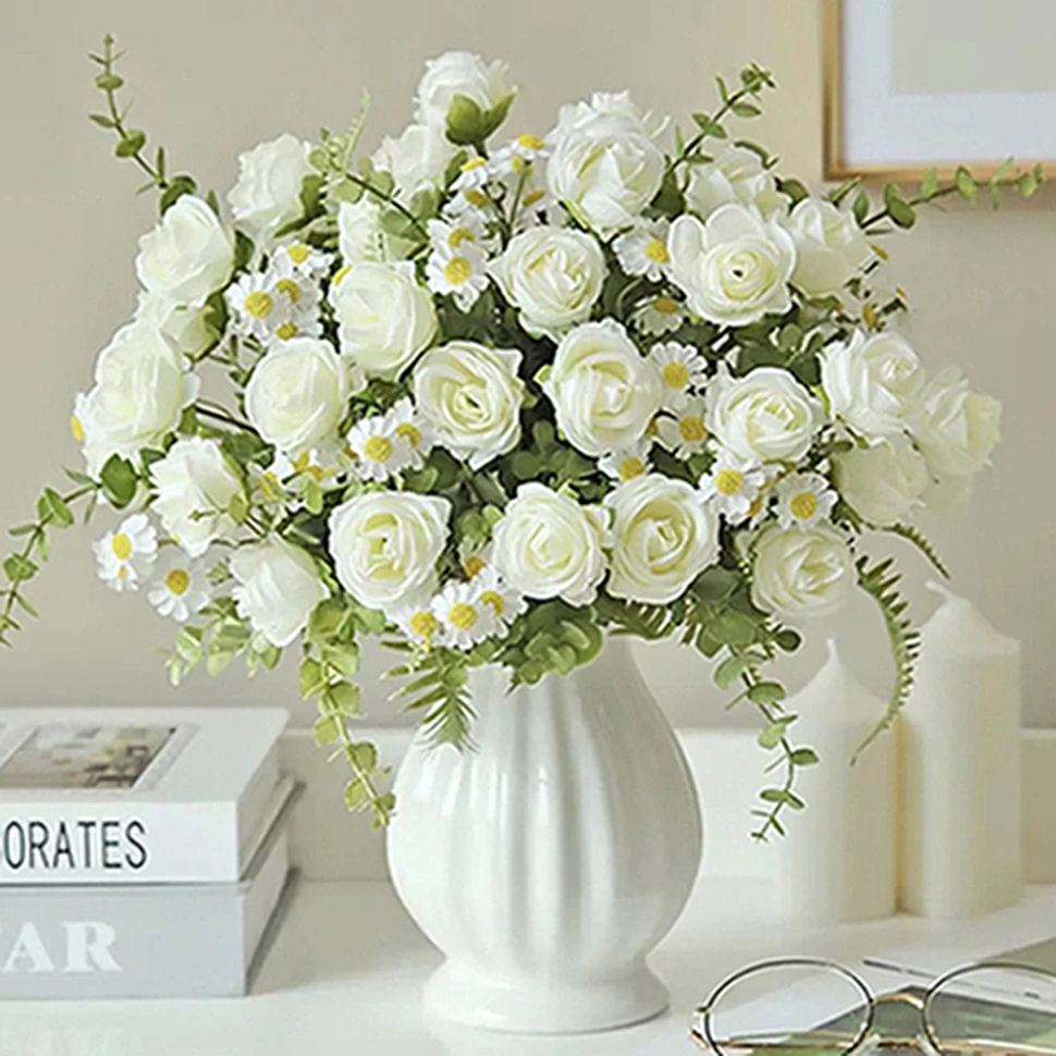 Seidenrosen Künstliche Blumen Hochzeit Zuhause Festival Party Dekor Wohnzimmer Brautstrauß Tischdekoration Fotografie Requisiten