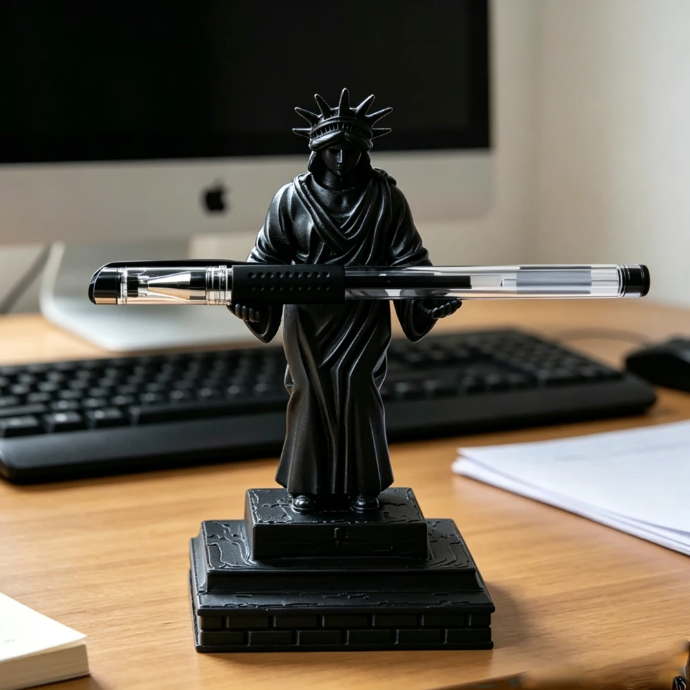 3D Printed Statue of Liberty Pen Holder Creative Landmark Sculpture Desk Pencil Stand Funny Office Decor Stationery Storage Rack