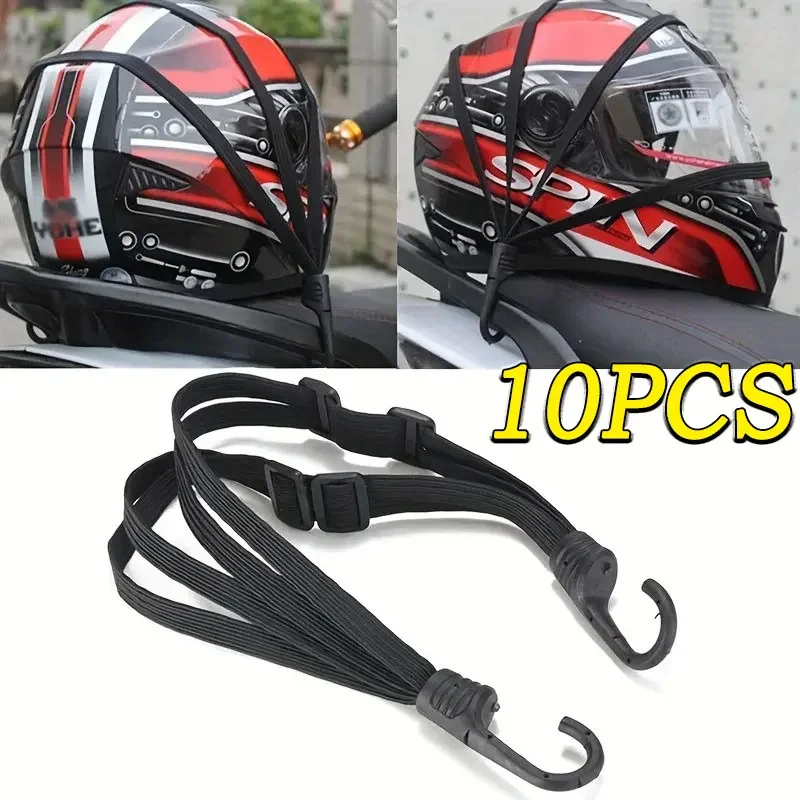 

10PCS Universal 60cm Motorcycle Luggage Strap Moto Helmet Gear Fixed Elastic Buckle Rope High Strength Stretchable Protection