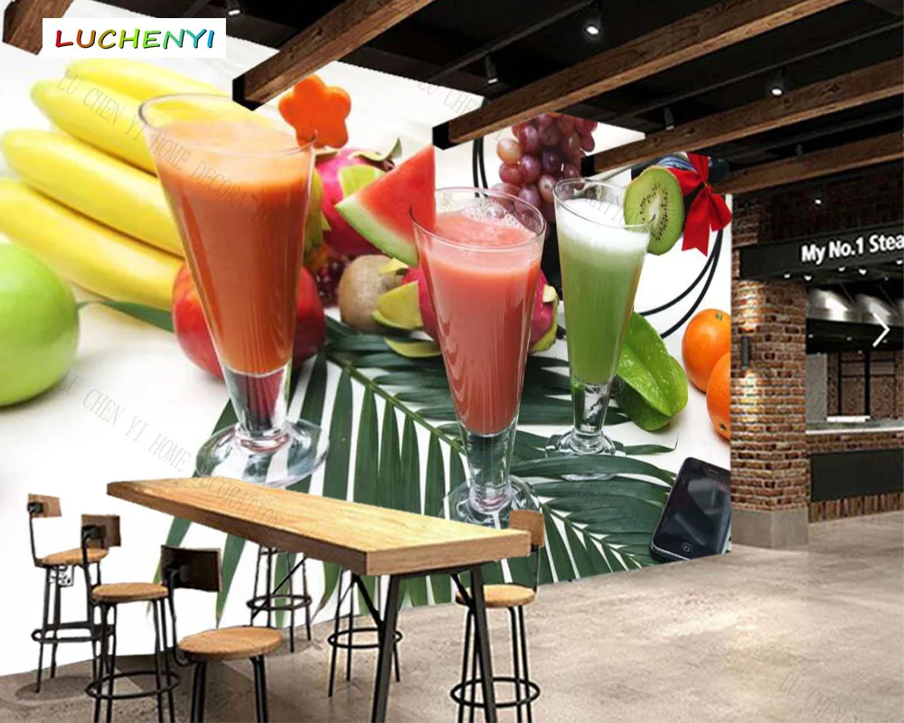 

Papel de parede custom watermelon juice 3d wallpaper mural,cool drink restaurant juice shop dining room wall papers sticker