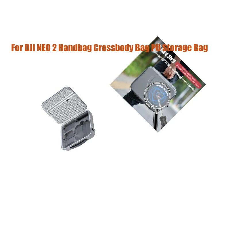 

For DJI Neo 2 PU Leather Crossbody Handbag Portable Outdoor Travel Storage Bag Shockproof Waterproof Protective Carry Pouch
