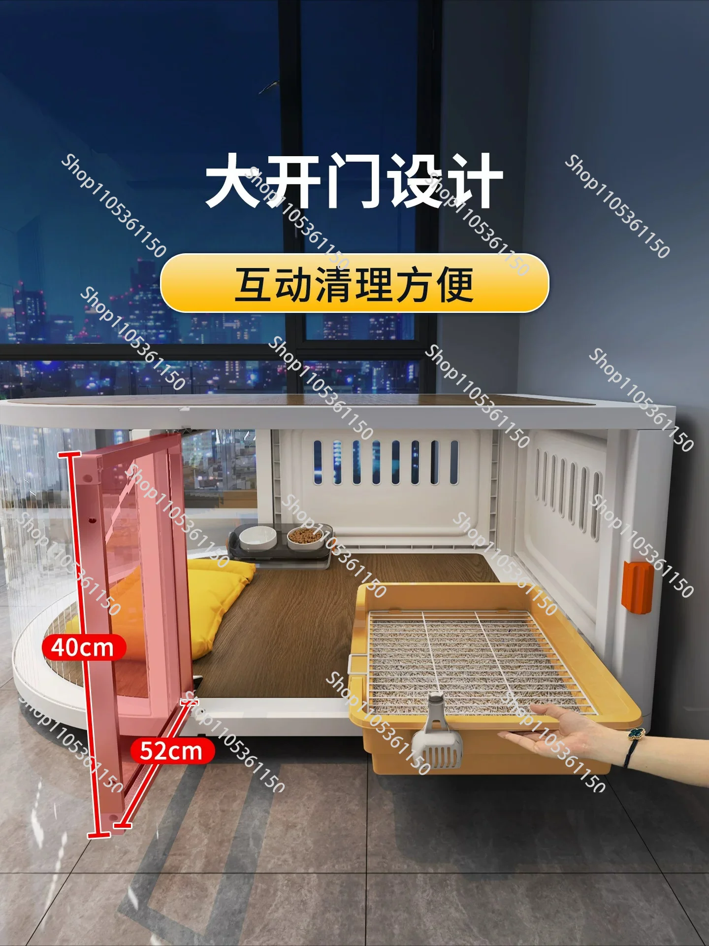 Panoramic Resin Dog Cage Small and Medium Dog Home Bichon Corgi Teddy Removable Luxury Villa with Wheels