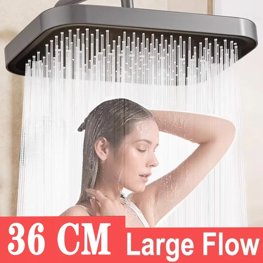 

14 Inch Big Panel Supercharge Ceiling Mounted Shower Head Set 3 Modes High Pressure Large Flow Shower Faucet Bathroom Accessorie