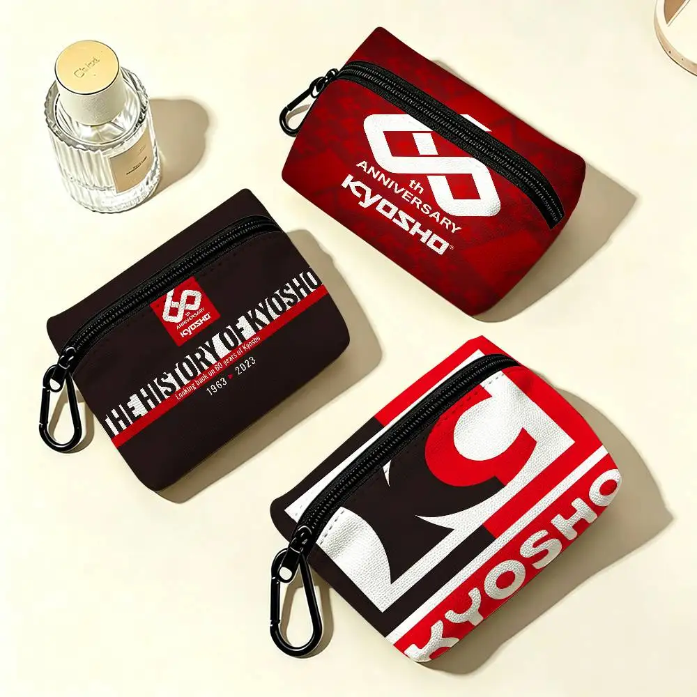 Model Brand K-KyoshoS White Oxford Cloth Zipper Coin Purse Lightweight Hanging Key Pouch Card Holder For Daily Use