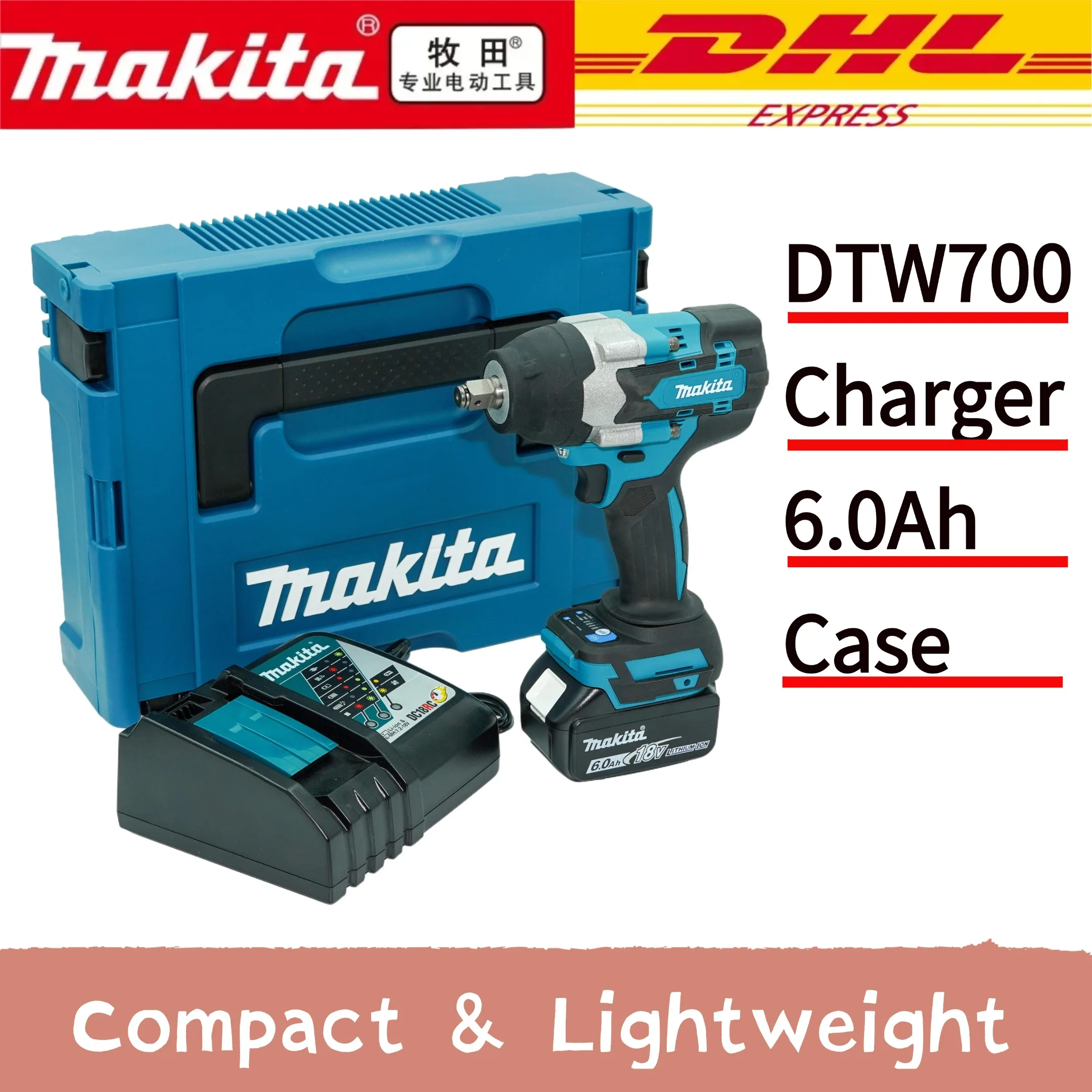 

Makita DTW700 1000N.M Torque Brushless Electric Impact Wrench Cordless Electric Drill 1/2"Wrench Power Tools For 18V Battery