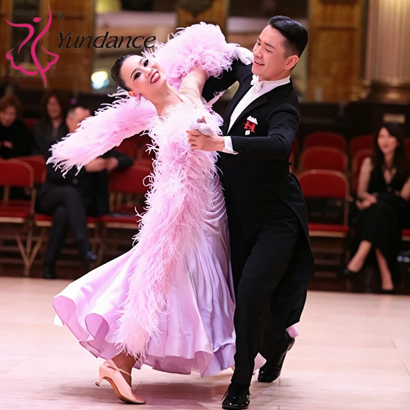 B-26064 Women's Purple Stretch Satin Modern Dance Dress Blackpool Stage Ballroom Costume Standard Competition Wear