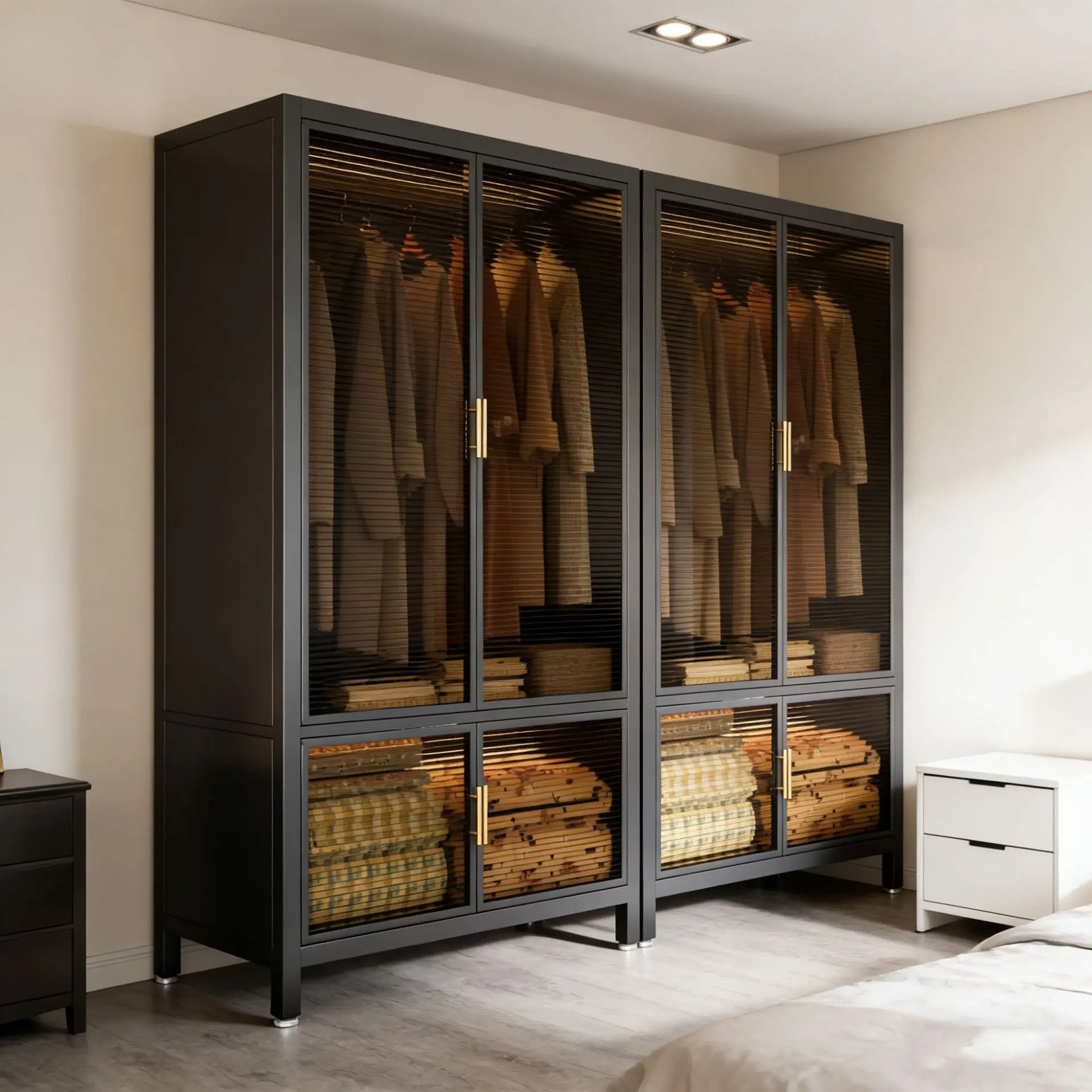 

PYJ bedroom home rental house easy assembly iron metal environmental protection combination steel wardrobe