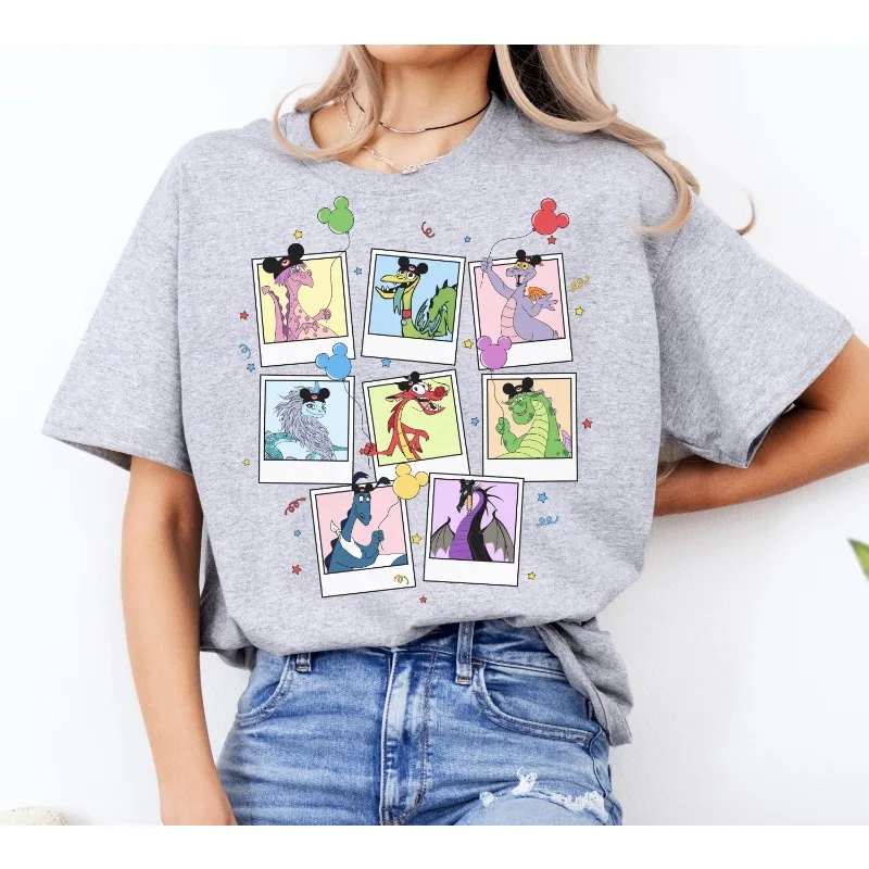 قميص بالون عيد ميلاد شخصيات تنين ديزني، قميص بالون حفلة ديزني إليوت مدام ميم موشو مالفيسنت #1