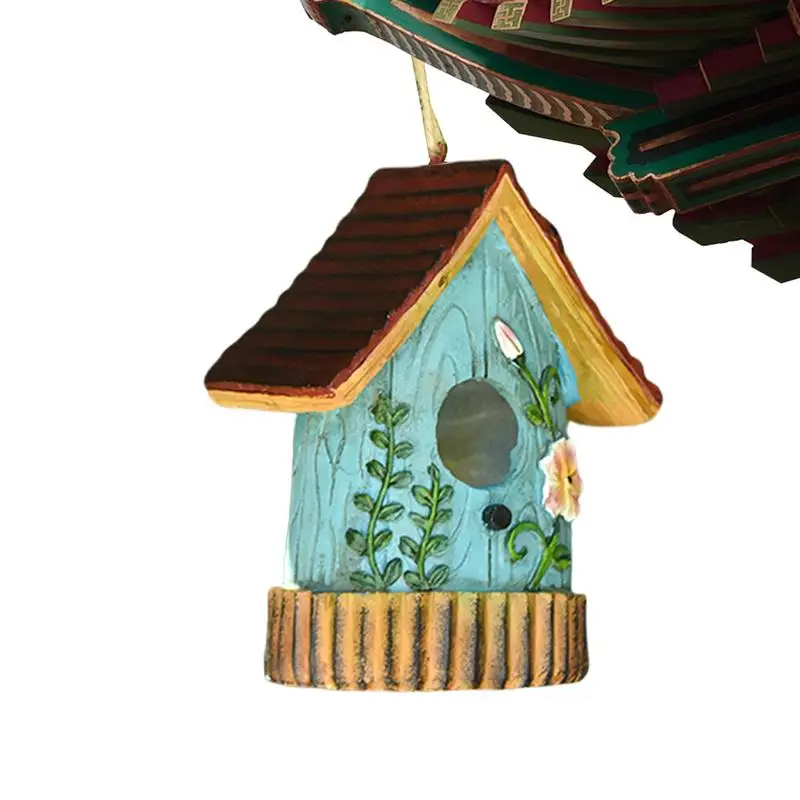 Bird Houses For Outside Resin Hand Carved Outdoor Bird Cage Nest Hangable Sturdy Multifunctional Outdoor Garden Decor Tree Top