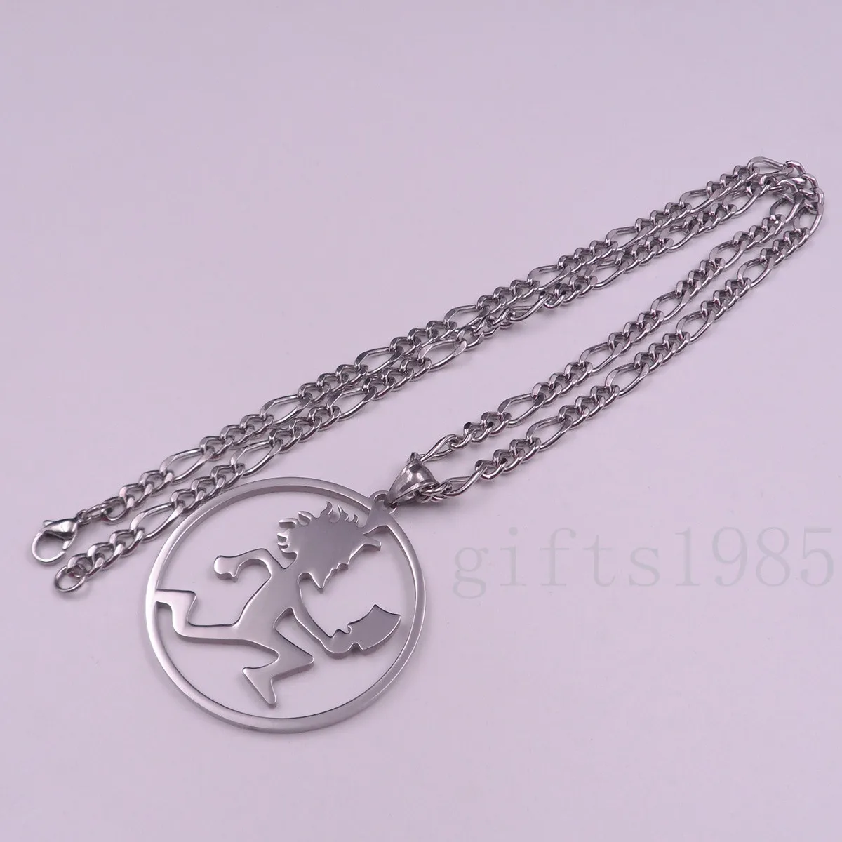 GNAYY Mens Large 2 inch Hatchetman Charms ICP Hatchet Man Pendant Juggalo Stainless Steel Pendant Necklace 5mm Curb Chain 24\'\'