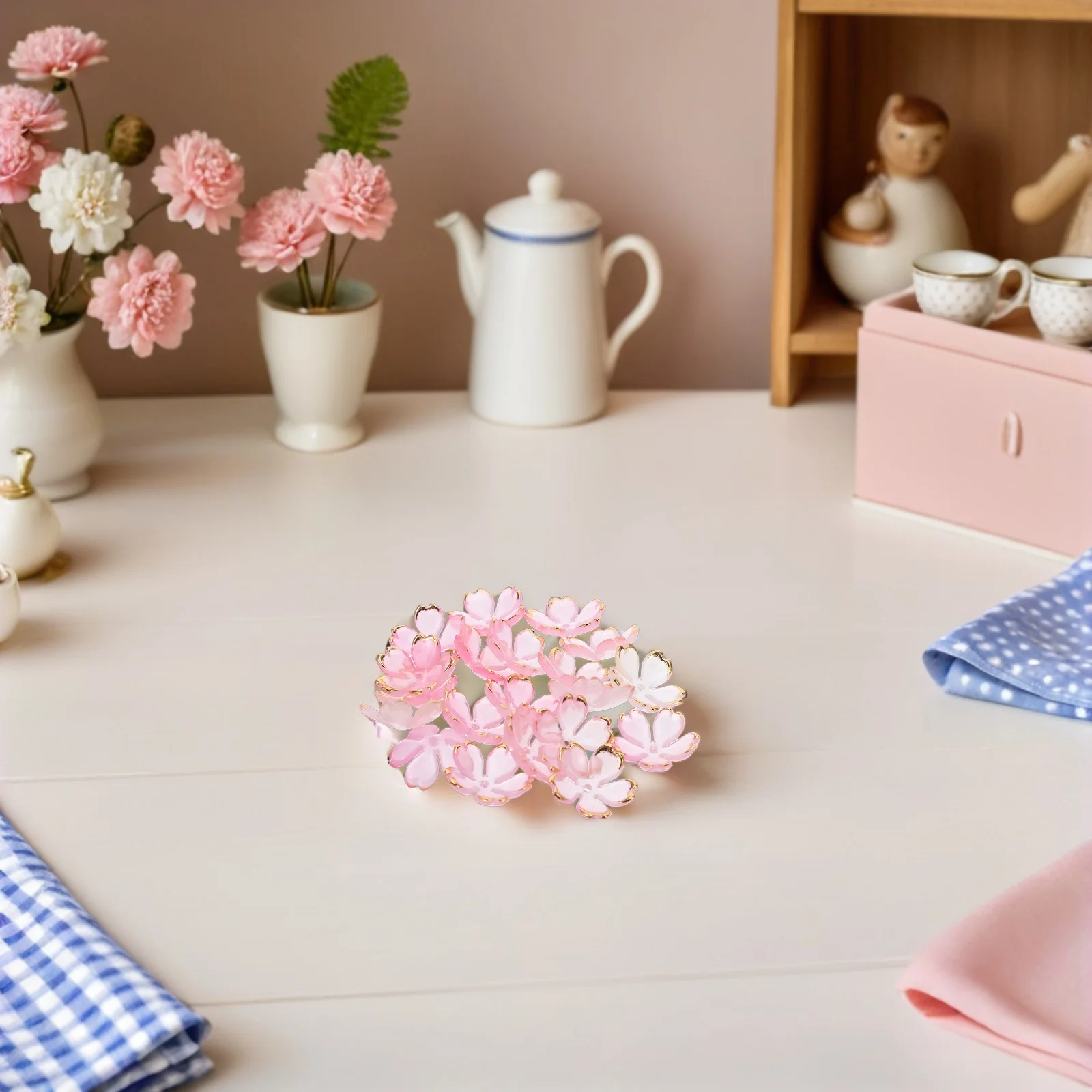 

100pcs Acrylic Cherry Blossom Beads Floral Spacer Caps For Diy Jewelry Making Earrings Necklaces Bracelets Craft Projects Petal