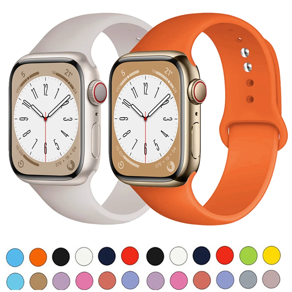 Pulseira de Silicone para Apple Watch, Ultra 2, 49mm, 44mm, 45mm, 40mm, 41mm, 42-38mm, pulseira esportiva, iWatch Series 8, 7, 6, 5, 4, 3, SE, 9