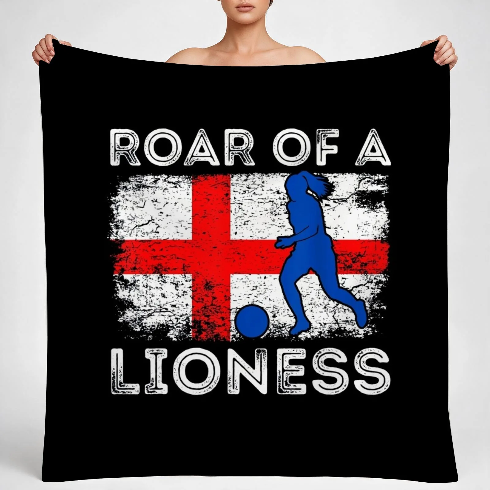 England Women Football Soccer Lioness Throw Blanket couch cozy soft plush fuzzy picnic outdoor blanket