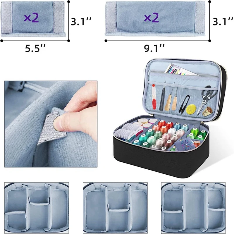 Sewing Supplies Organizer Bag, Double-Layer Sewing Box Organizer Accessories Storage Bag,A-ROWI