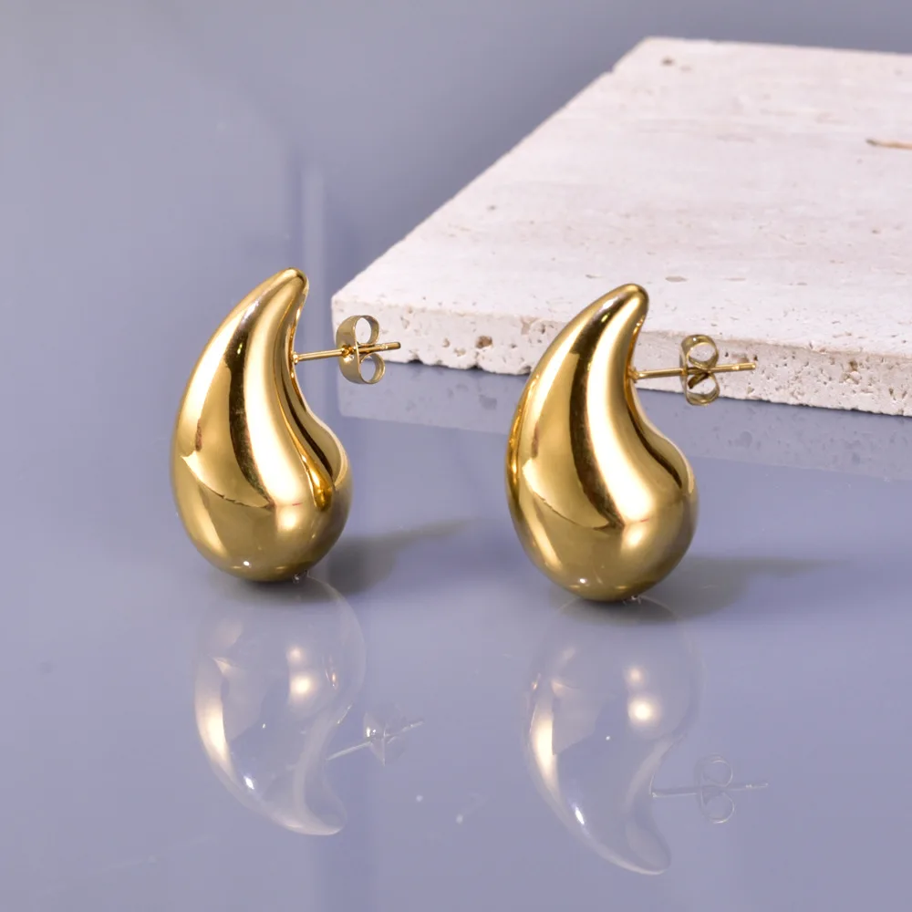 316L Stainless Steel New Fashion Fine Jewelry Minimalism Grinding High Brightness Water Droplet Shape Stud Earrings For Women
