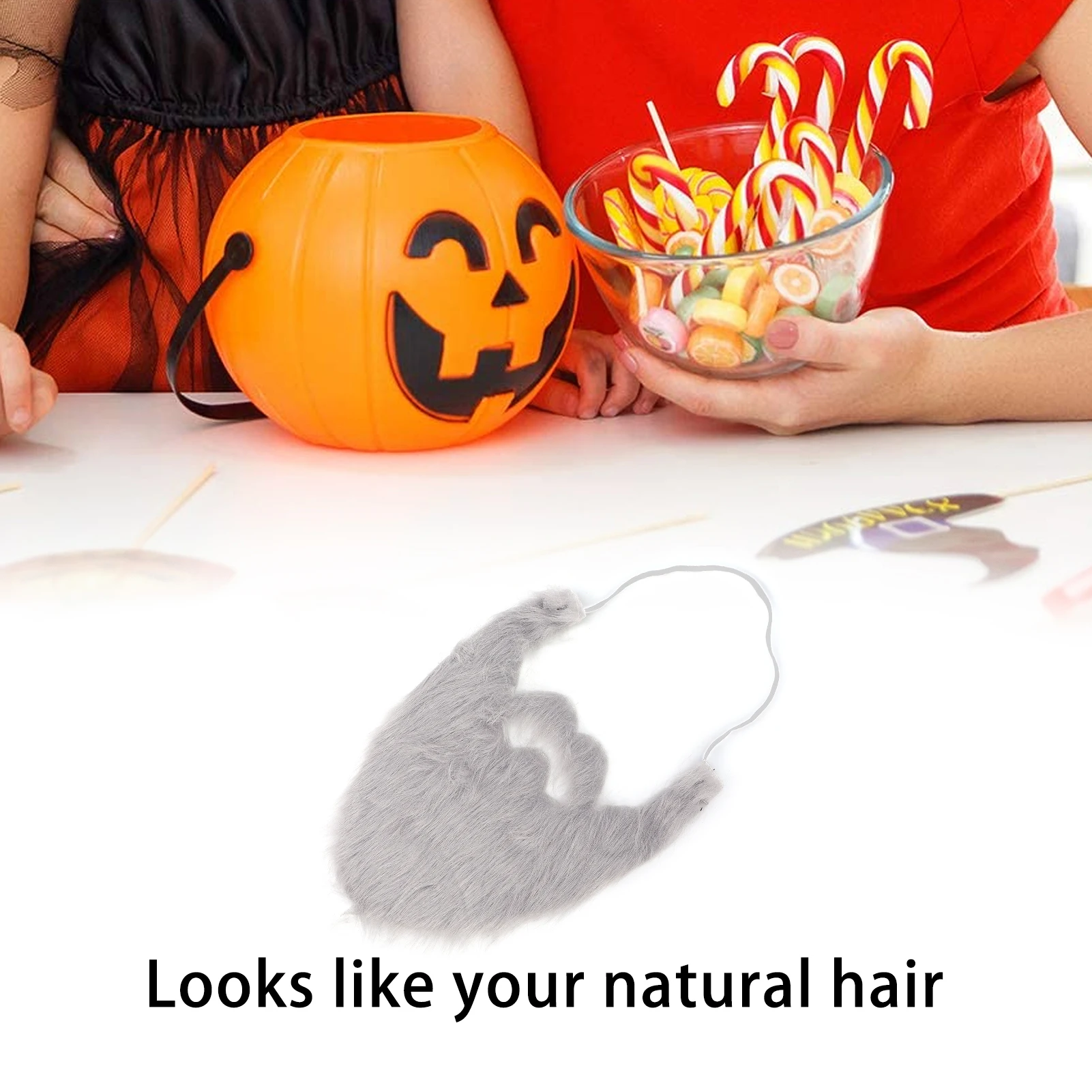 

Halloween Party Fake Beard Costume Facial False Beard Male Fake Whisker for Party Supplies Grey