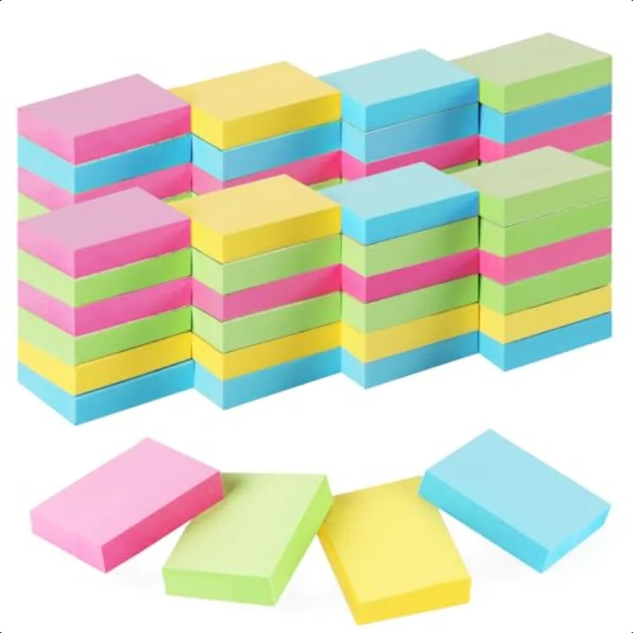 50 Lembar Sticky Notes 1.5x2 inci 5000 Lembar Catatan Tempel Kecil 4 Warna Mini Sticky Notes Pad Grosir Mudah Dipasang untuk Kantor Sekolah