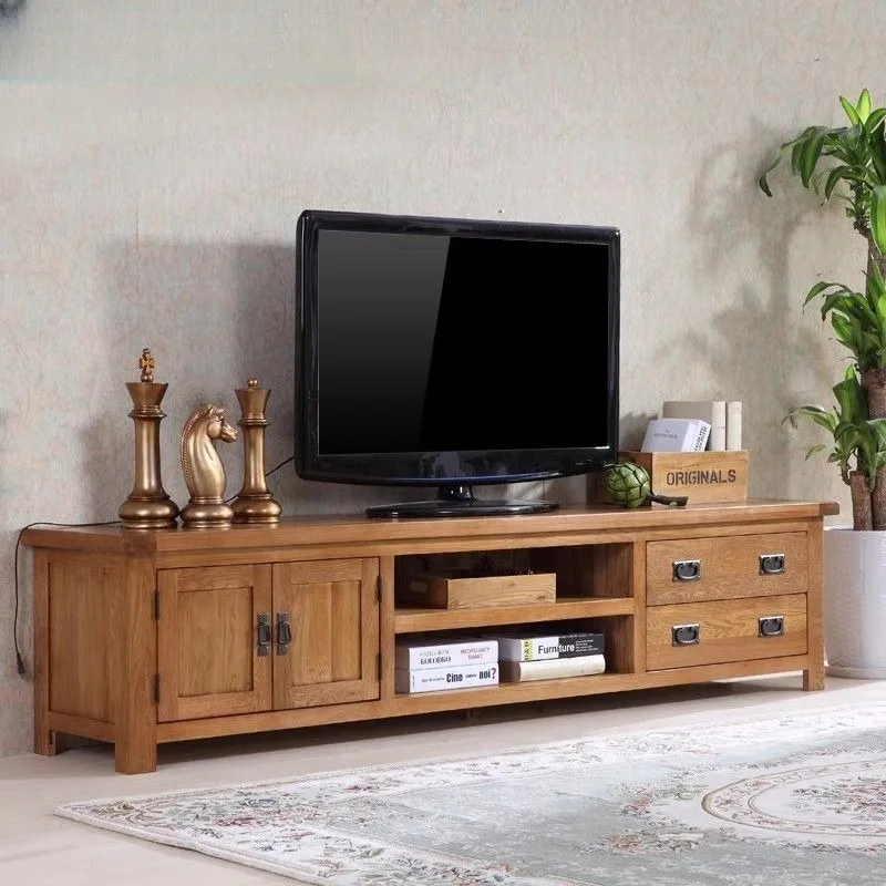 Factory direct sales solid wood TV cabinet modern simple small apartment living room furniture red oak American floor cabinet lo
