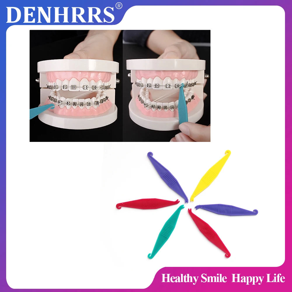 Disposable Dental Orthodontic Elastic Placer Orthodontic Rubber Band Hook for Braces Assorted Color