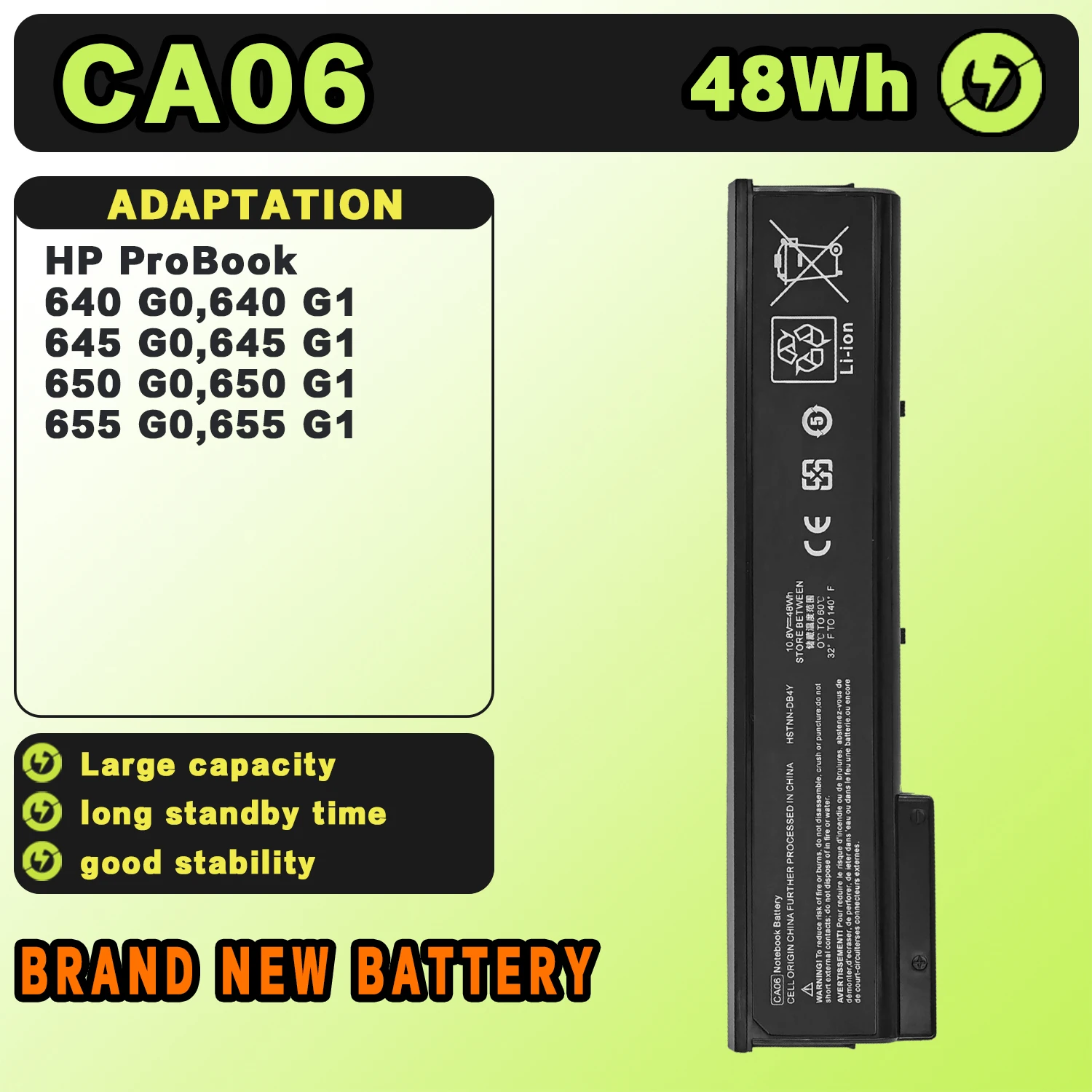 SAT CA06 New Laptop Batteries Replacement For HP ProBook 640 645 650 655 CA06XL CA09 10.8V-48Wh-4400mAh