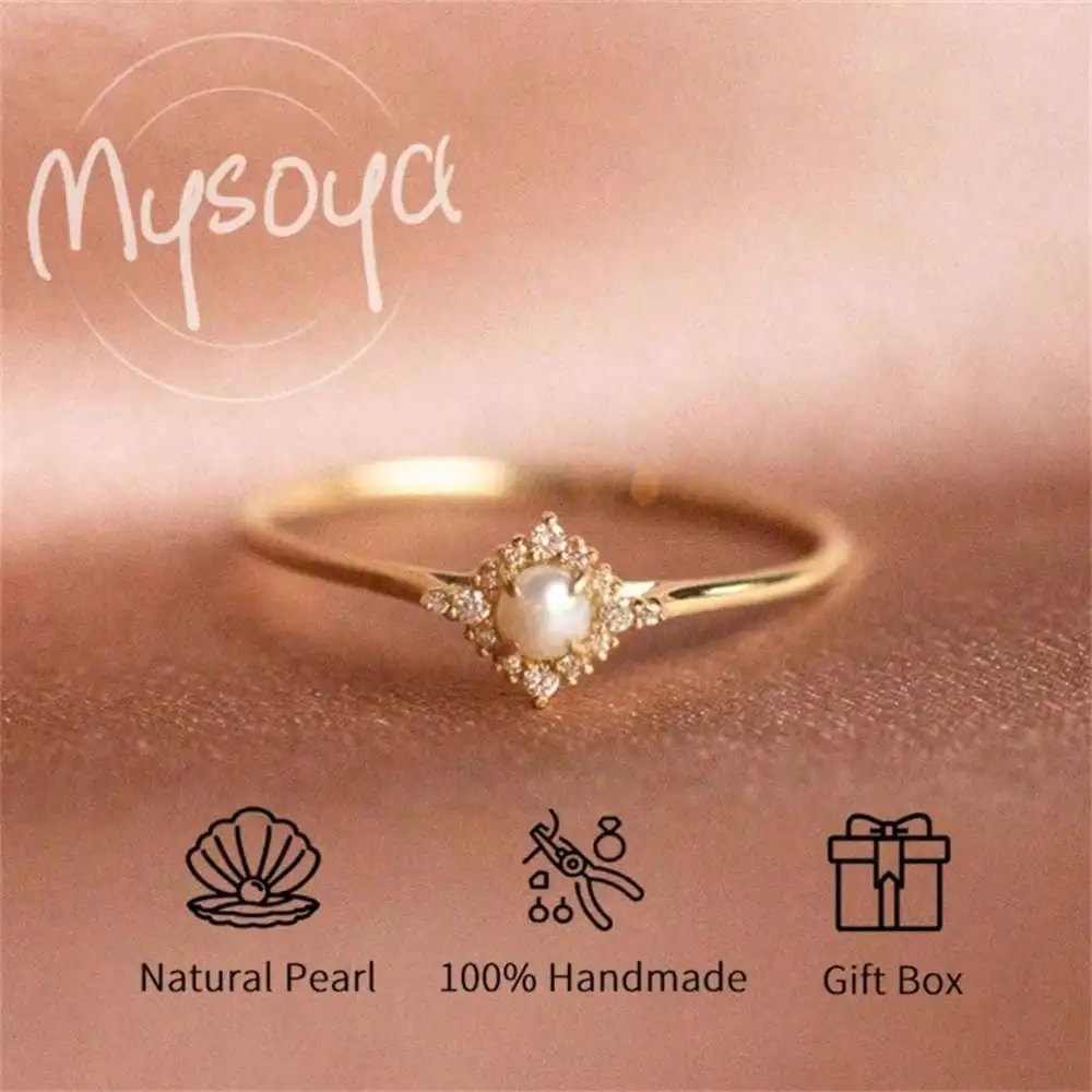 

MYSOYA Shell Pearl Ring Gift Box Engagement Ring Gift for Girlfriend For Wedding/Birthday/Christmas/New Year Gifts