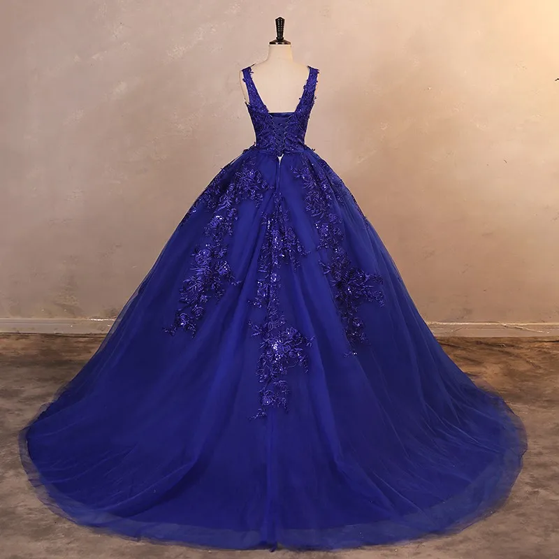 FibrQuinceanera-Robe de Rhclassique à col en V avec queue pour fille, robe de soirée douce, photo réelle, robe de Rh, automne, nouveau, 2023