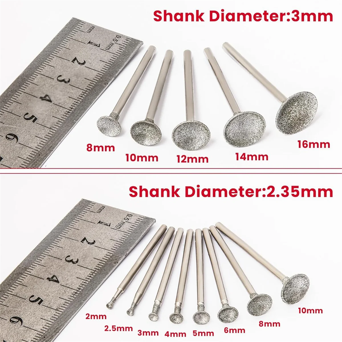 Steenhouwset Diamond Burr Bits Compatibel met Dremel, 13-delige polijstsets Accessoires voor roterende gereedschappen